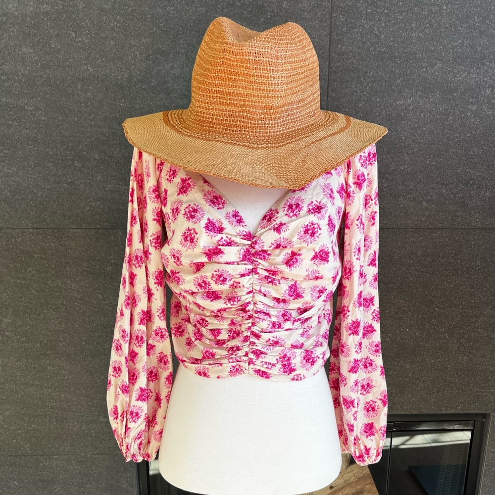 Zara Corset Long-sleeved Floral Blouse Size Medium